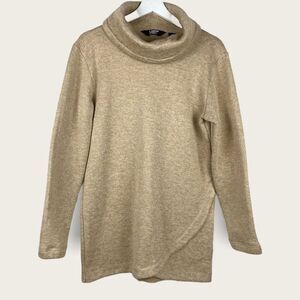 Lands' End Women's Small Sweater Fleece Tunic Cowl Neck Pullover